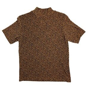 90s Cheetah print short sleeve mock neck top